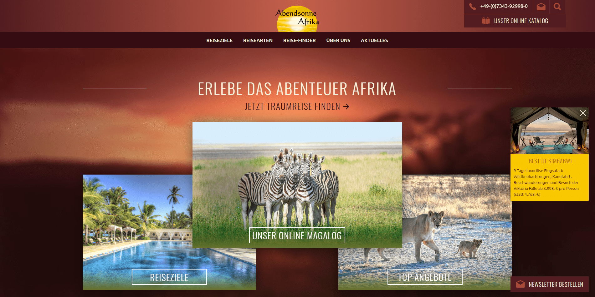 Abendsonne Afrika Home Page