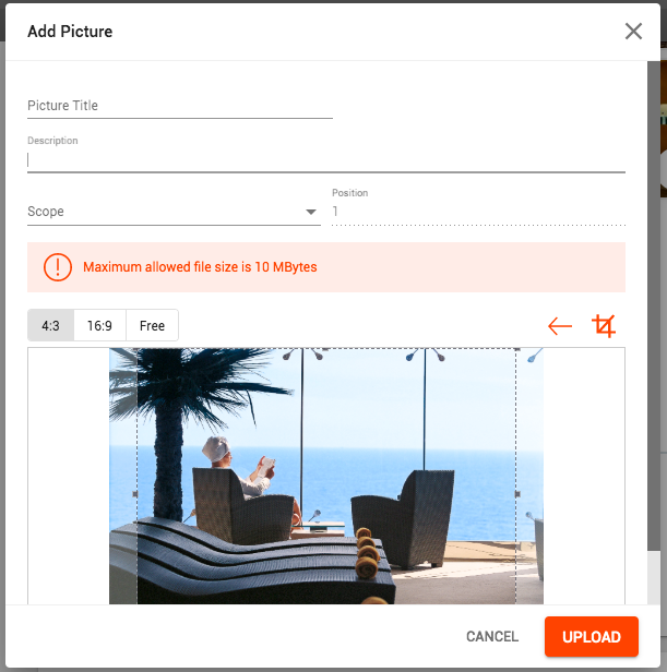 A screenshot showing how to add a picture to a product