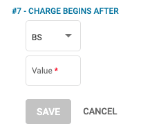 A screenshot showing the settings for the price rule 7 charge begins after