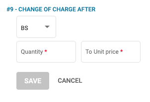 A screenshot showing the settings for the price rule 9 change of charge after