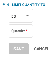 A screenshot showing the settings for the price rule 14 limit quantity to