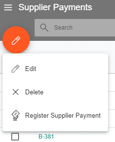 A screenshot showing the supplier paymen ts menu