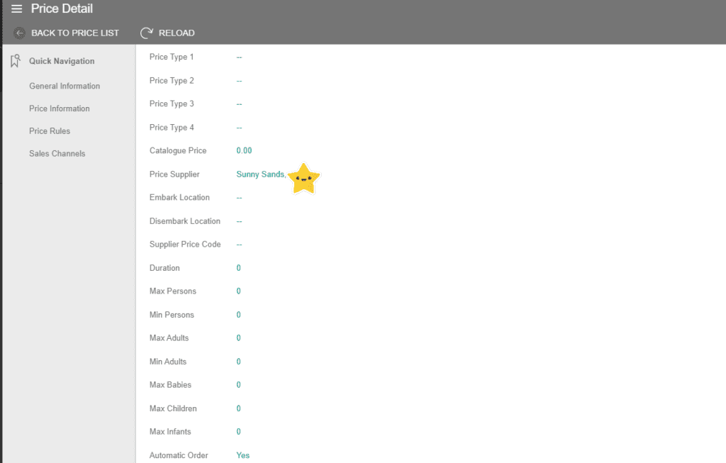 A screenshot showing the price supplier input box