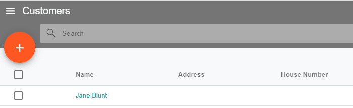 A screenshot showing the customers list with an entry added to it