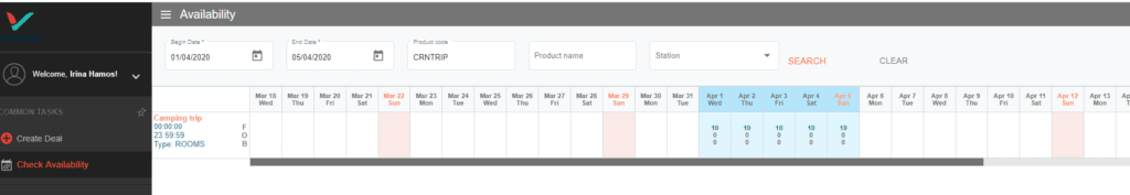 A screenshot showing the availability for a product