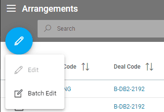 A screenshot showing the batch edit button in the arrangements listing.