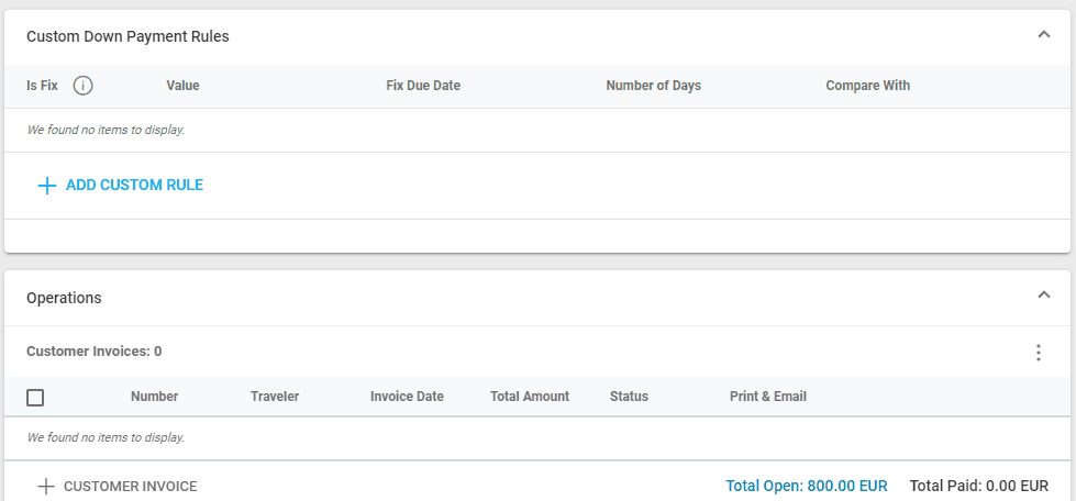 A screenshot showing the new Custom Down Payment rules section