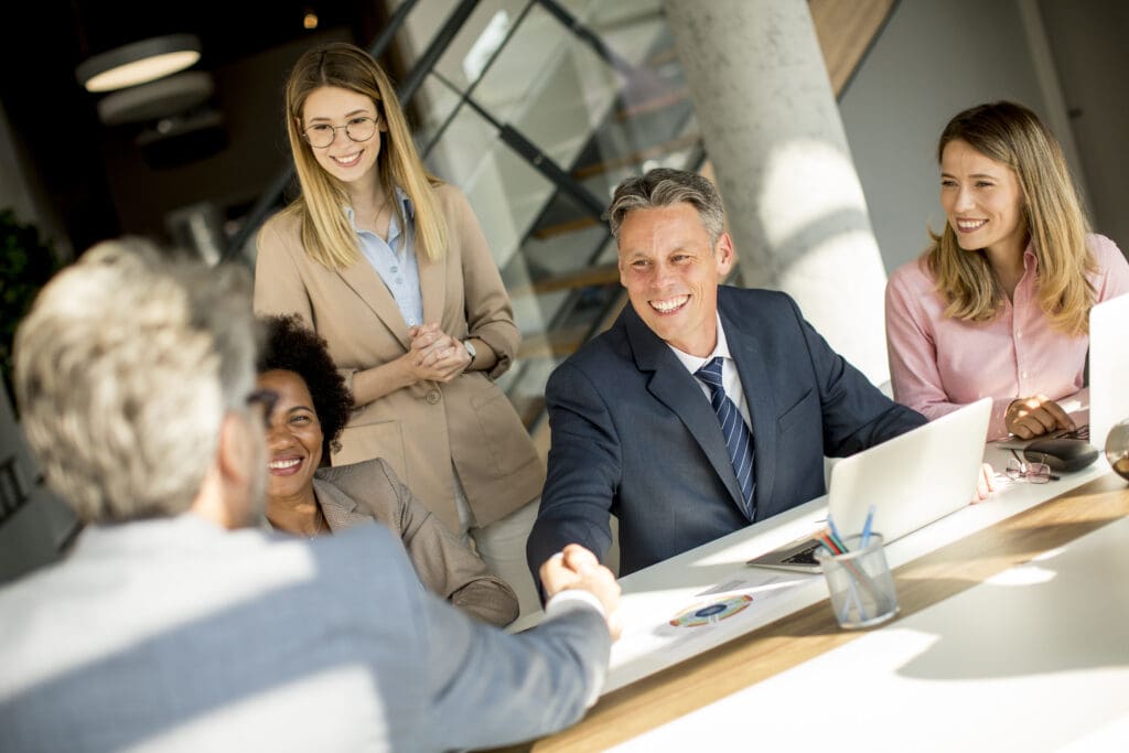 A group of business people in a meeting