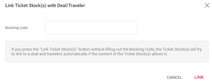 Screenshot with Linking Ticket stock with Deal/Traveler