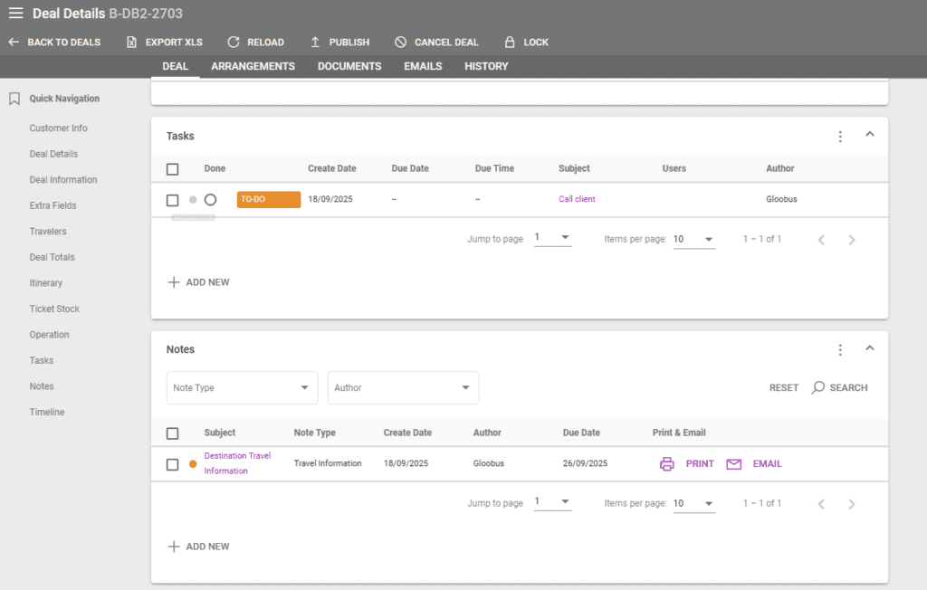 A screenshot showing the new updates to the Tasks section in our travel management software