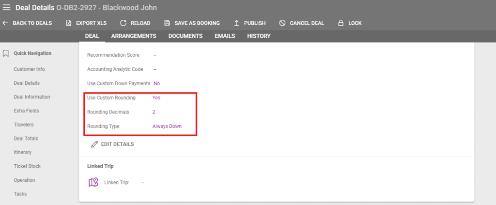 A screenshot showing the custom rounding per deal feature that is duplicated in duplicate deals 