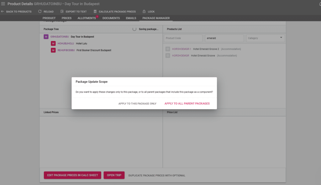 A screenshot showing the package manager option to apply changes to all packages that have this package as a supplement